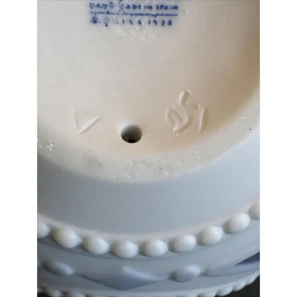NOS 1988 Lladro Bola Navidad Porcelain Christmas Ornament Blue White 1603 w/box